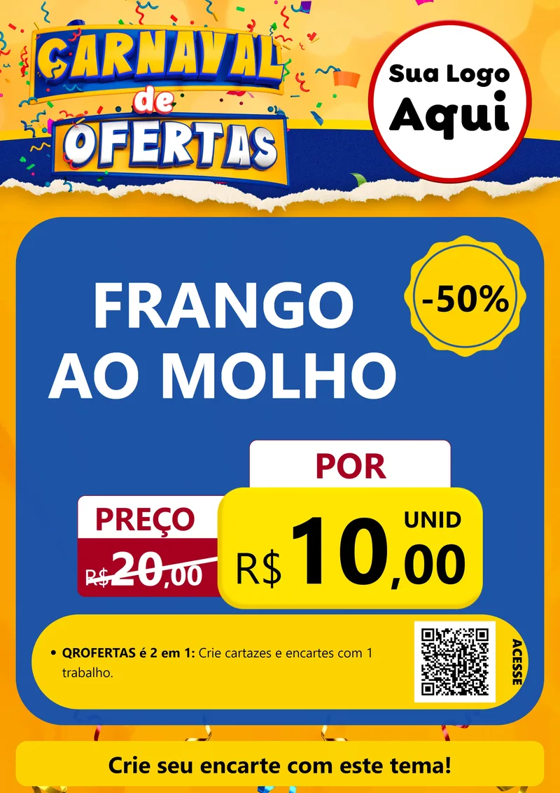 Modelo de Cartaz para Cartaz A4 Vertical com o tema Carnaval de Ofertas para Restaurante