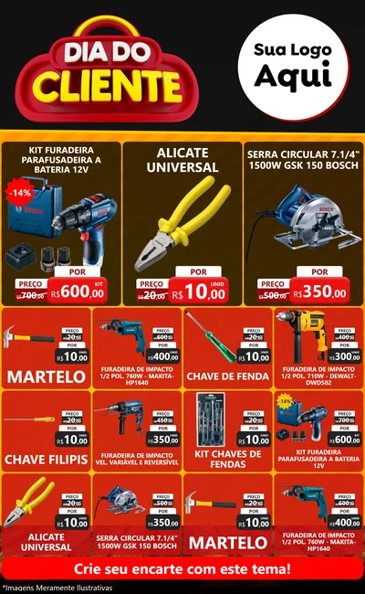 Modelo de Encarte para Encarte Grande com o tema Dia do Cliente para Maquinas e Ferramentas