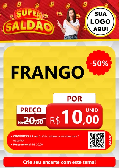 Modelo de Cartaz para Cartaz A4 Vertical com o tema Super Saldão para Assados