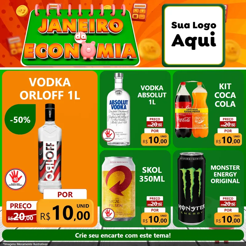 Modelo de Rede Social para Feed Facebook com o tema Janeiro da Economia para Distribuidora de bebidas