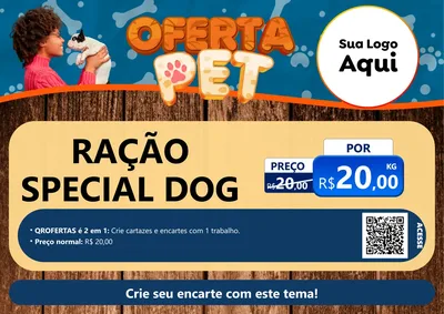 Modelo de Cartaz para Cartaz A4 Horizontal com o tema Oferta Pet para Pet Shop