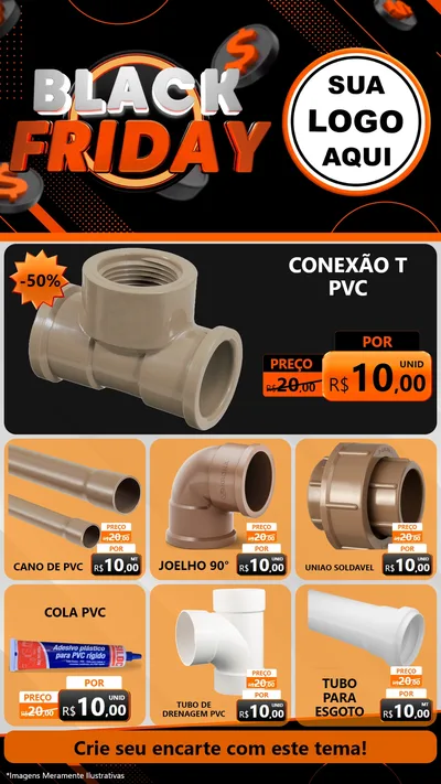 Modelo de Rede Social para Stories com o tema Black Friday para Tubos e conexões