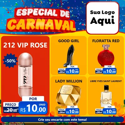 Modelo de Rede Social para Feed Facebook com o tema Especial de Carnaval para Perfumes