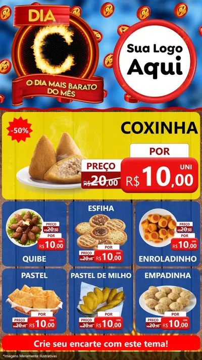 Modelo de Rede Social para Stories com o tema Dia C - O Dia Mais Barato Do Mês para Salgadaria