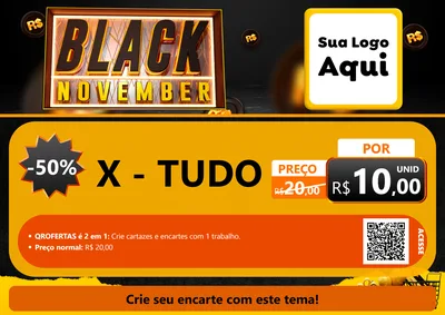 Modelo de Cartaz para Cartaz A4 Horizontal com o tema Black November para Hamburgueria