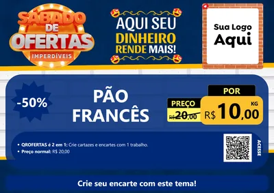 Modelo de Cartaz para Cartaz A4 Horizontal com o tema Sábado de Ofertas Imperdíveis para Padaria