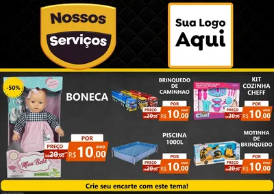 Modelo de Encarte para Encarte A4 Horizontal com o tema Nossos Serviços para Brinquedos