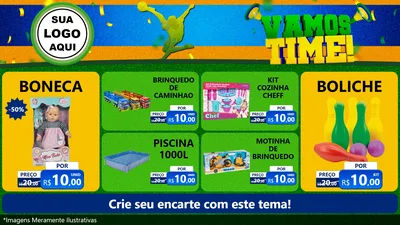 Modelo de TV para TV Horizontal com o tema Vamos Time! para Brinquedos
