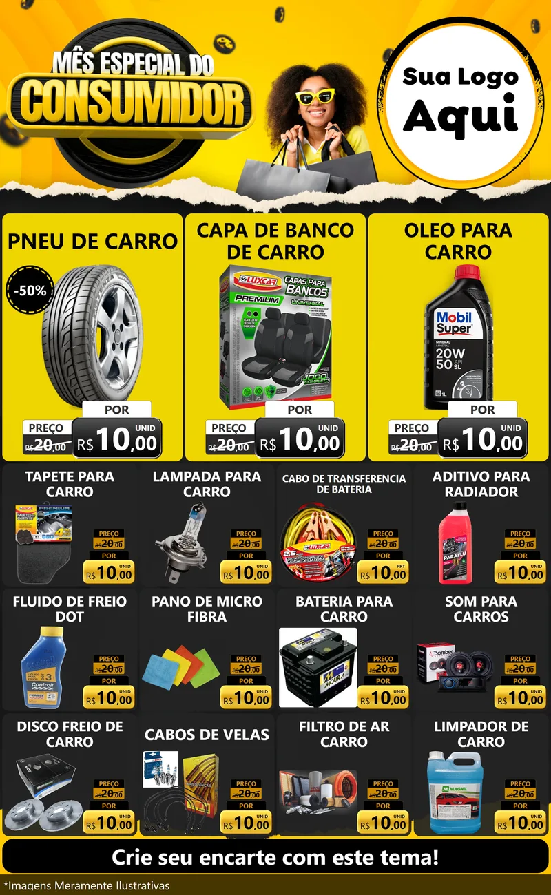 Modelo de Encarte para Encarte Grande com o tema Mês Especial do Consumidor para Auto peças