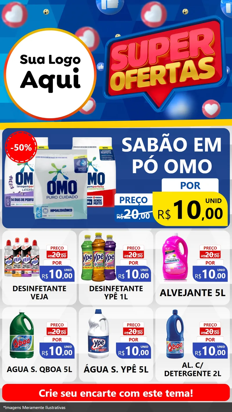 Modelo de Rede Social para Stories com o tema Super Ofertas para Produtos de Limpeza