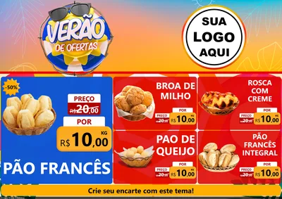 Modelo de Encarte para Encarte A4 Horizontal com o tema Verão de Ofertas para Padaria
