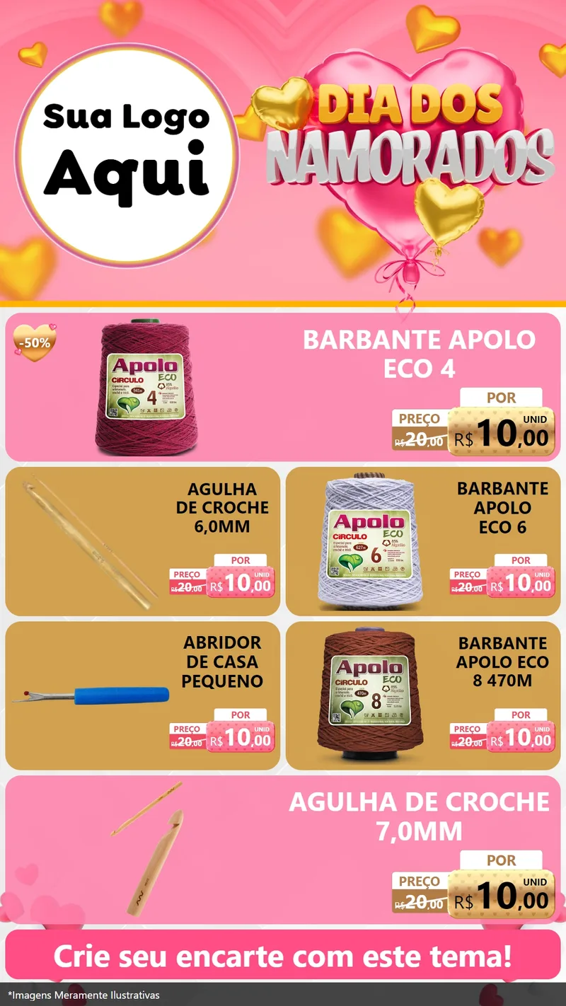 Modelo de TV para TV Vertical com o tema Dia dos Namorados para Armarinho e Aviamentos