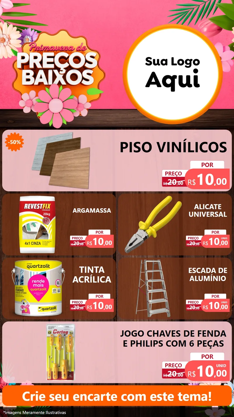 Modelo de TV para TV Vertical com o tema Primavera de Preços Baixos para Material para Construção