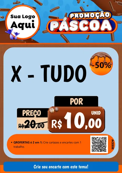 Modelo de Cartaz para Cartaz A4 Vertical com o tema Promoção Páscoa para Hamburgueria