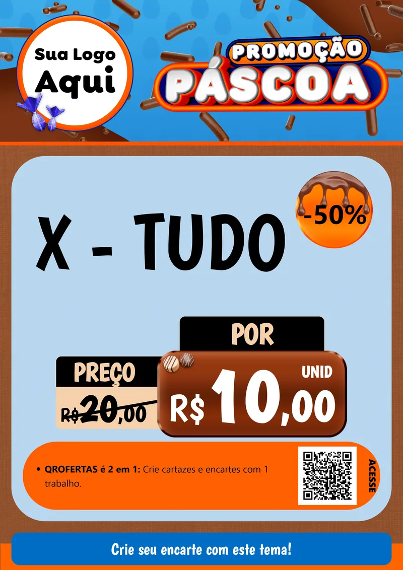 Modelo de Cartaz para Cartaz A4 Vertical com o tema Promoção Páscoa para Hamburgueria
