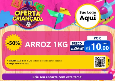 Modelo de Cartaz para Cartaz A4 Horizontal com o tema Oferta da Criançada para Supermercado