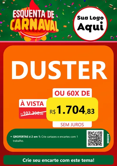 Modelo de Cartaz para Cartaz A4 Vertical com o tema Esquenta de Carnaval para Concessionaria de Carros