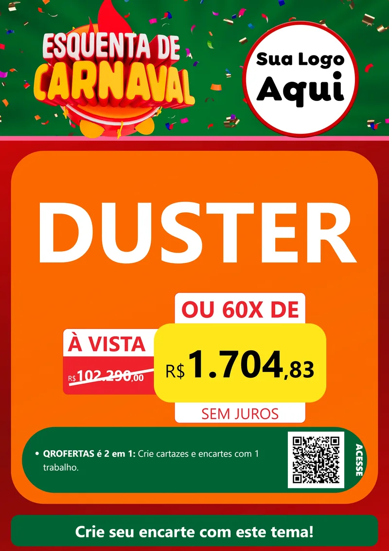 Modelo de Cartaz para Cartaz A4 Vertical com o tema Esquenta de Carnaval para Concessionaria de Carros
