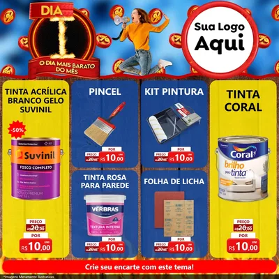 Modelo de Rede Social para Feed Facebook com o tema Dia I - O Dia Mais Barato Do Mês para Tintas e Ferramentas