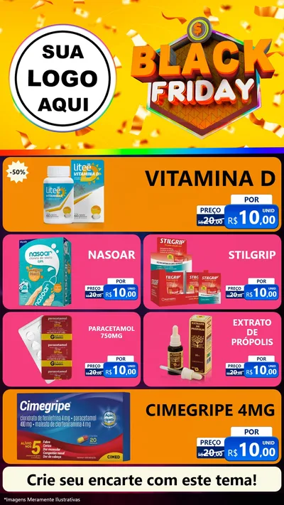 Modelo de TV para TV Vertical com o tema Black Friday para Farmácia