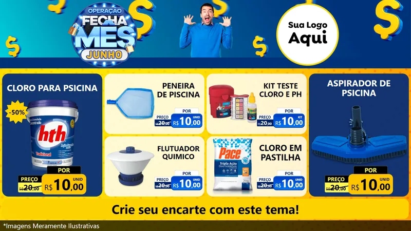 Modelo de TV para TV Horizontal com o tema Operação Fecha Mês, Junho para Produtos para Piscina