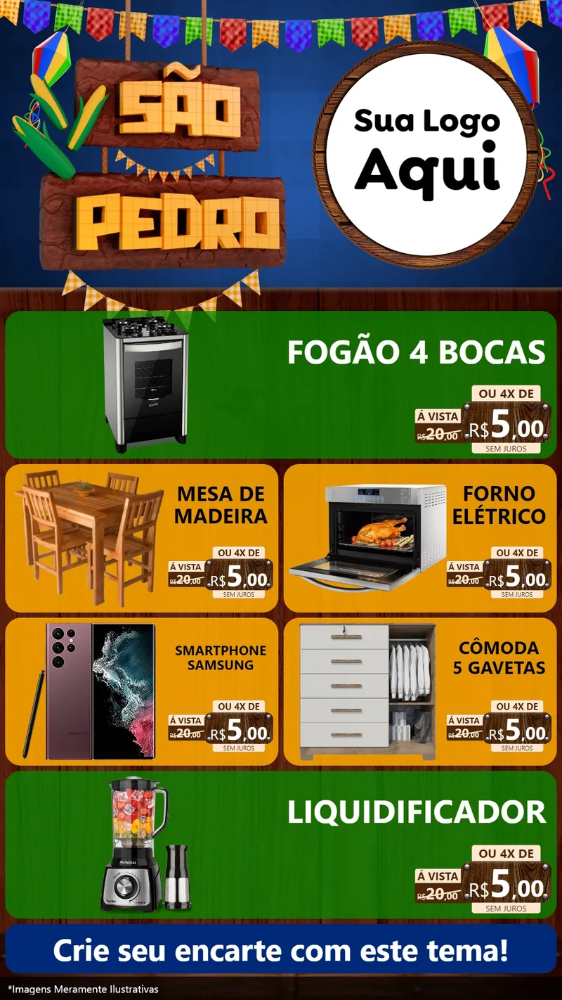 Modelo de TV para TV Vertical com o tema São Pedro para Móveis e Eletro