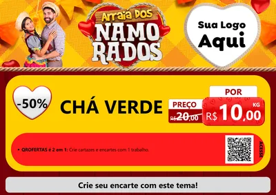 Modelo de Cartaz para Cartaz A4 Horizontal com o tema Arraiá dos Namorados para Produtos Naturais
