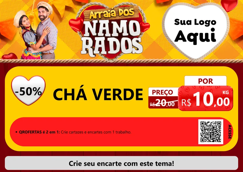 Modelo de Cartaz para Cartaz A4 Horizontal com o tema Arraiá dos Namorados para Produtos Naturais