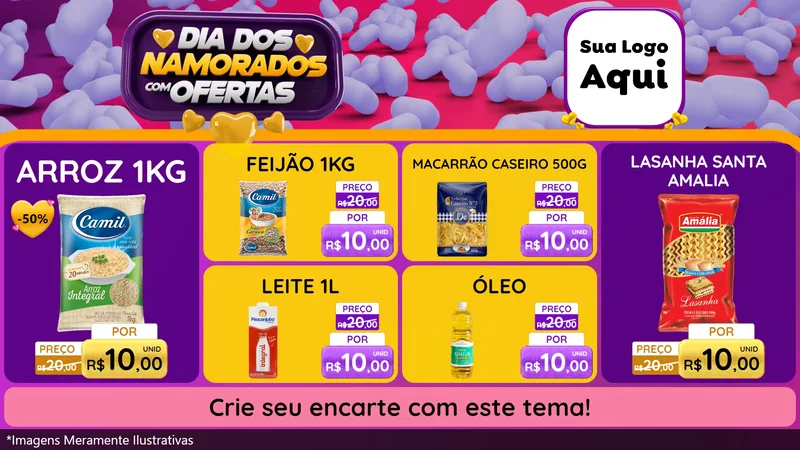 Modelo de TV para TV Horizontal com o tema Dia Dos Namorados Com Ofertas para Supermercado