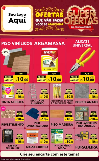 Modelo de Encarte para Encarte Grande com o tema Dia dos Namorados para Material para Construção