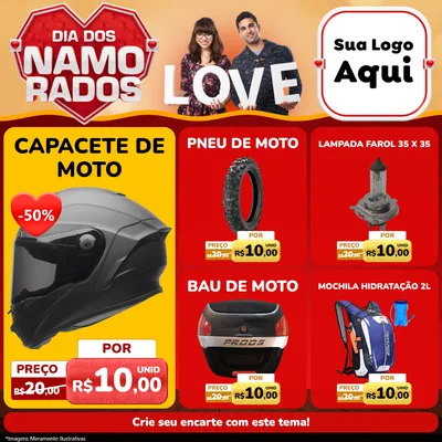 Modelo de Rede Social para Feed Facebook com o tema Dia dos Namorados para Moto peças
