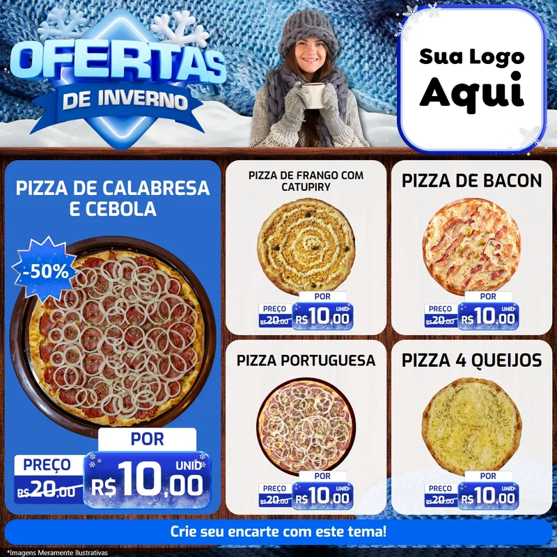 Modelo de Rede Social para Feed Facebook com o tema Ofertas de Inverno para Pizzaria