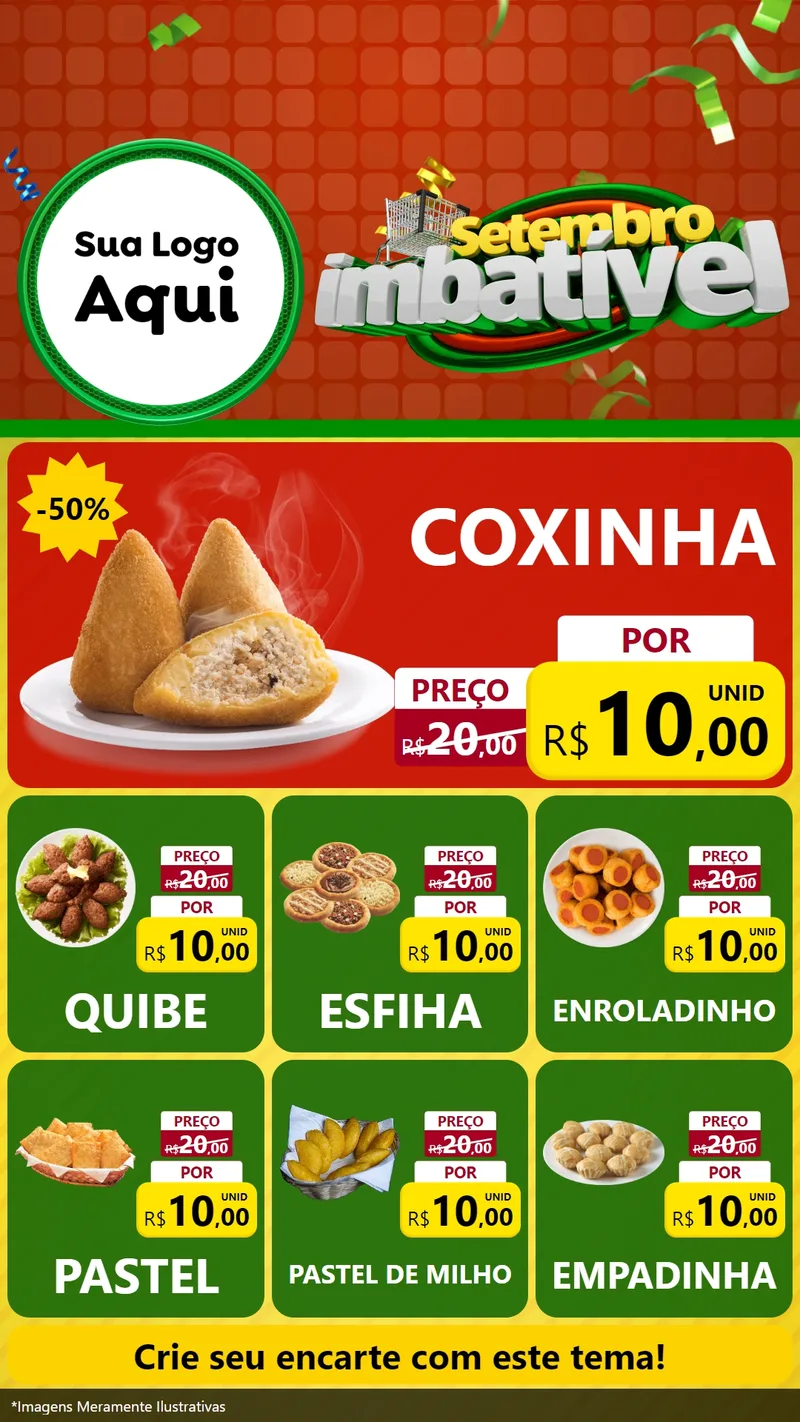 Modelo de Rede Social para Stories com o tema Setembro Imbatível para Salgadaria