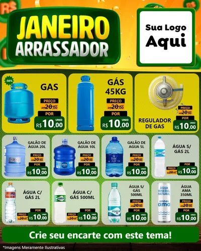 Modelo de Rede Social para Feed Instagram com o tema Janeiro Arrasador para Água e gás