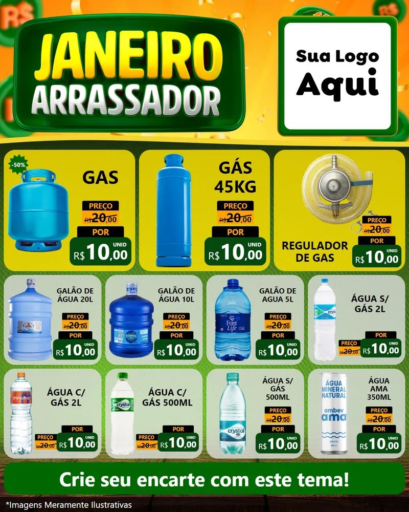 Modelo de Rede Social para Feed Instagram com o tema Janeiro Arrasador para Água e gás