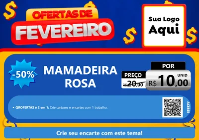Modelo de Cartaz para Cartaz A4 Horizontal com o tema Ofertas de Fevereiro para Bebês