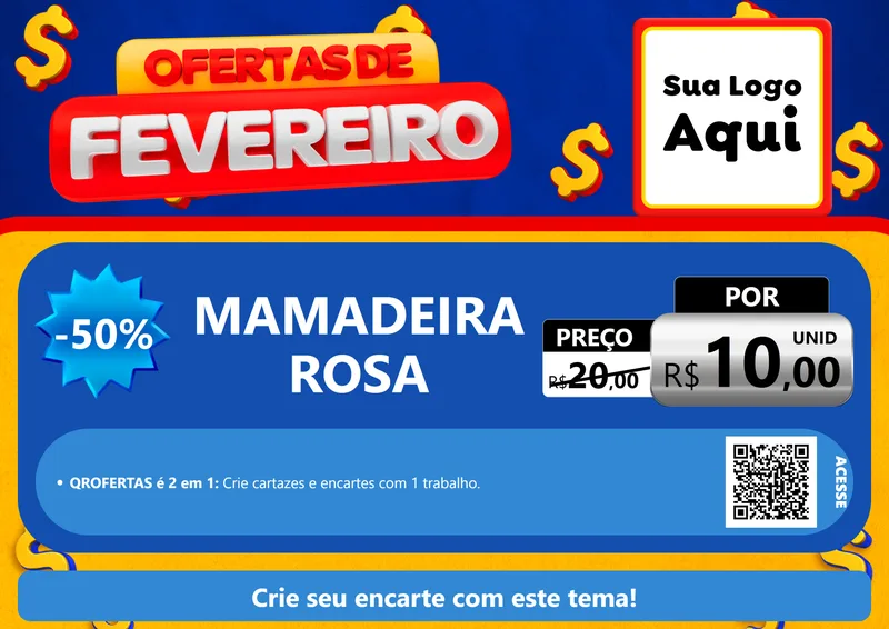 Modelo de Cartaz para Cartaz A4 Horizontal com o tema Ofertas de Fevereiro para Bebês