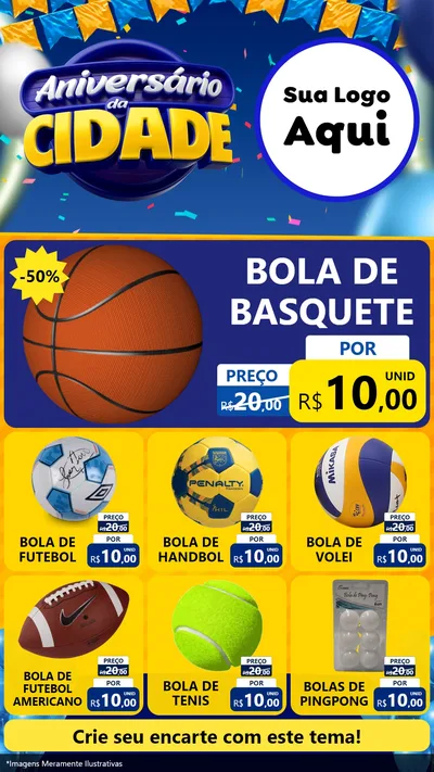 Modelo de Rede Social para Stories com o tema Aniversário da Cidade para Artigos Esportivos