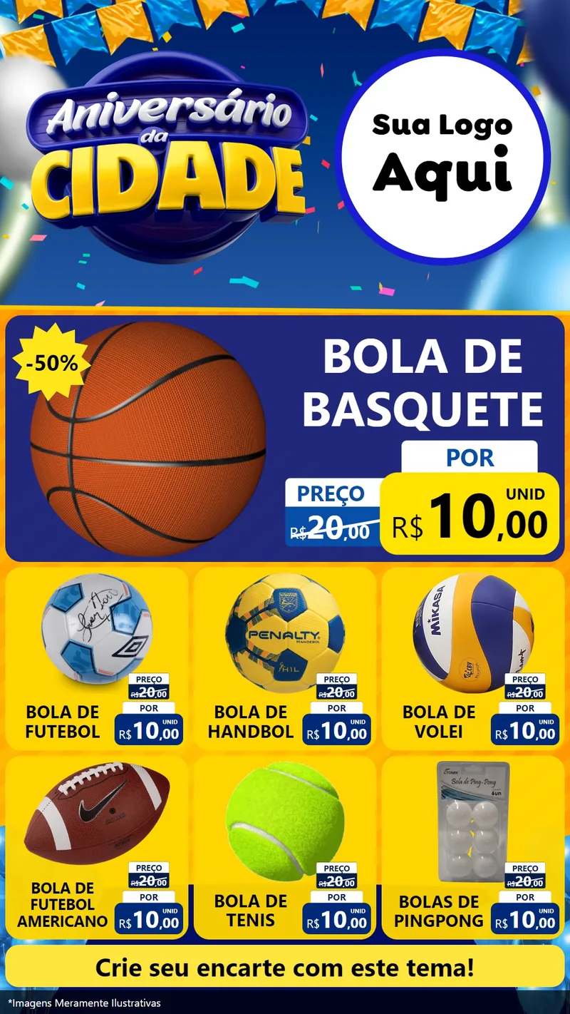 Modelo de Rede Social para Stories com o tema Aniversário da Cidade para Artigos Esportivos