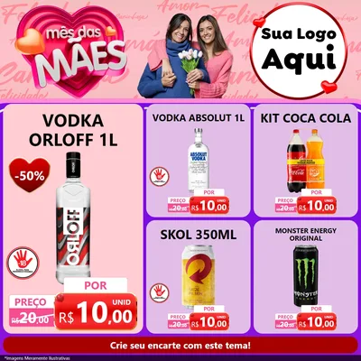 Modelo de Rede Social para Feed Facebook com o tema Mês Das Mães para Distribuidora de bebidas