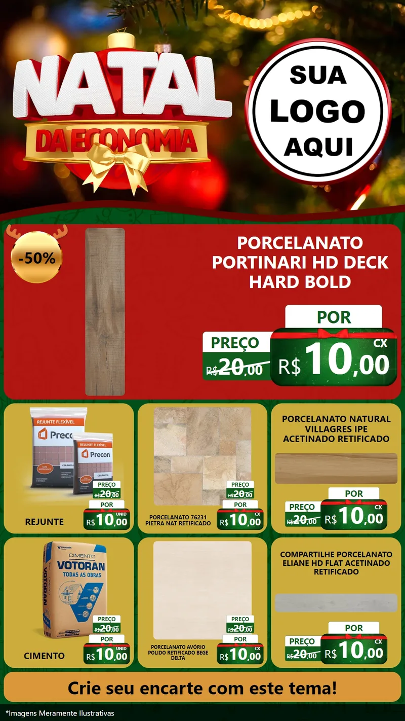 Modelo de Rede Social para Stories com o tema Natal da Economia para Pisos e revestimentos