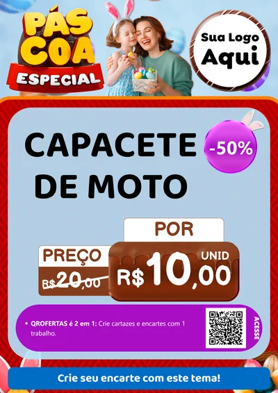 Modelo de Cartaz para Cartaz A4 Vertical com o tema Páscoa Especial para Moto peças