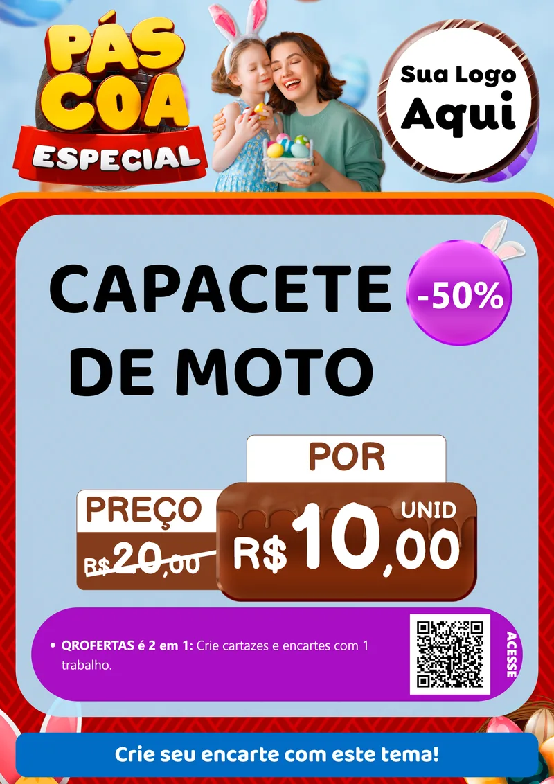 Modelo de Cartaz para Cartaz A4 Vertical com o tema Páscoa Especial para Moto peças