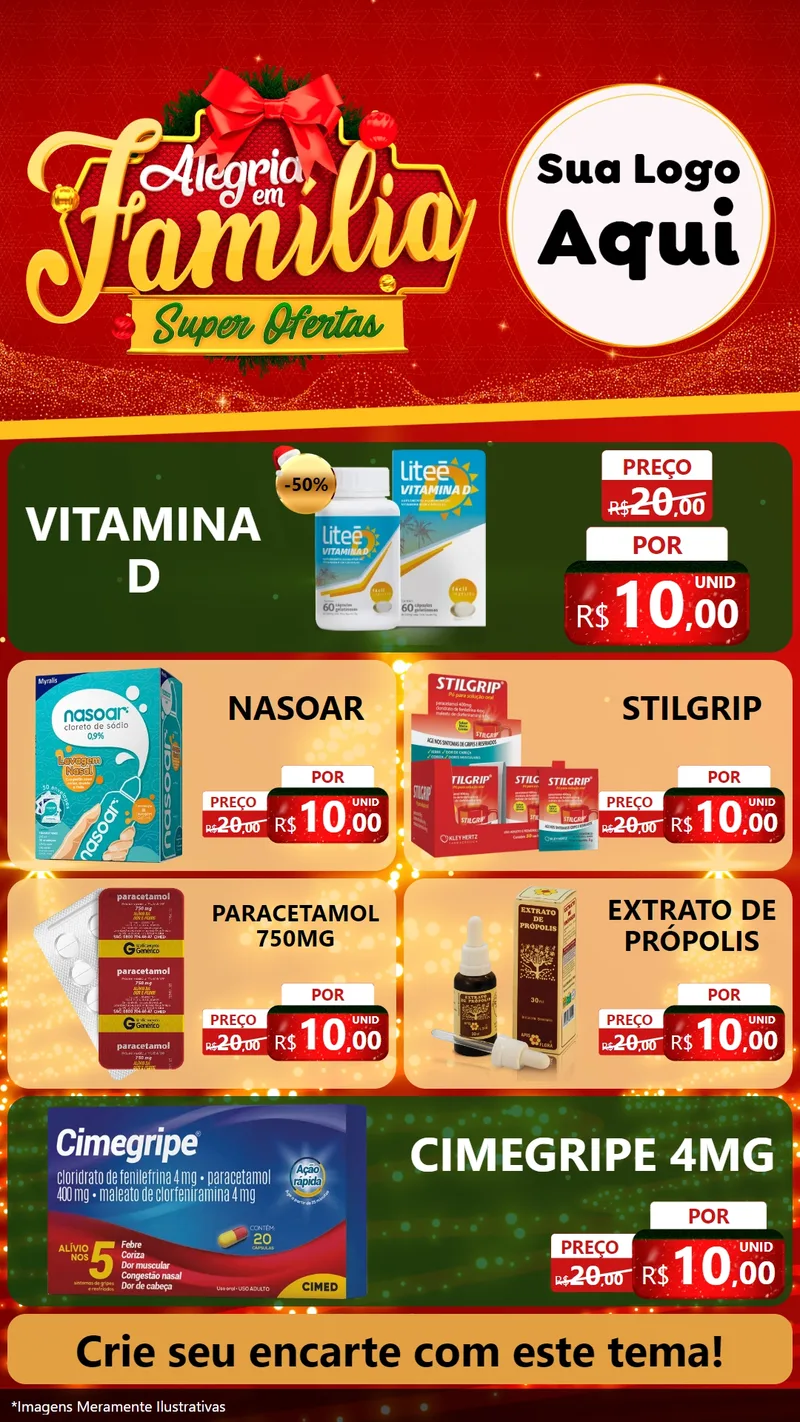 Modelo de TV para TV Vertical com o tema Alegria em Família Super Ofertas - Natal para Farmácia