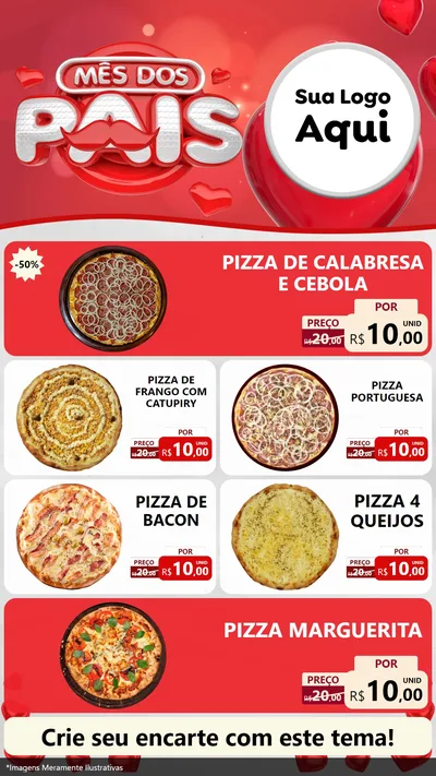 Modelo de TV para TV Vertical com o tema Mês dos Pais para Pizzaria