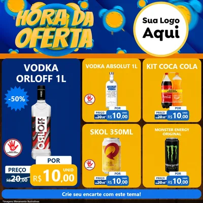 Modelo de Rede Social para Feed Facebook com o tema Hora da Oferta para Distribuidora de bebidas