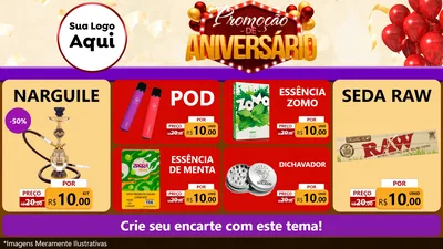 Modelo de TV para TV Horizontal com o tema Promoção de Aniversário para Tabacaria