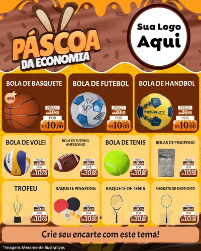 Modelo de Rede Social para Feed Instagram com o tema Páscoa da Economia para Artigos Esportivos