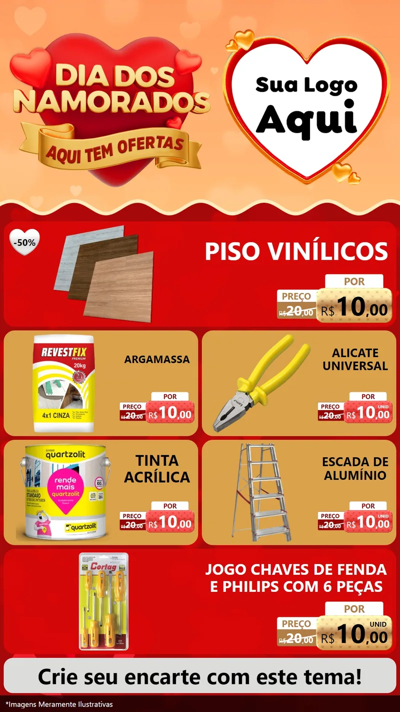 Modelo de TV para TV Vertical com o tema Dia dos Namorados - Aqui Tem Ofertas para Material para Construção