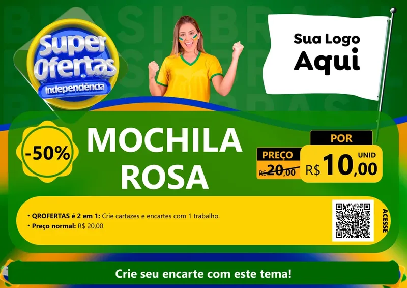 Modelo de Cartaz para Cartaz A4 Horizontal com o tema Super Ofertas de Independência para Papelaria